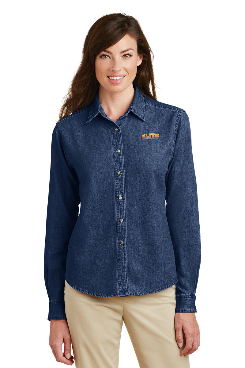 Port & Company - Ladies Long Sleeve Value Denim Shirt, Product